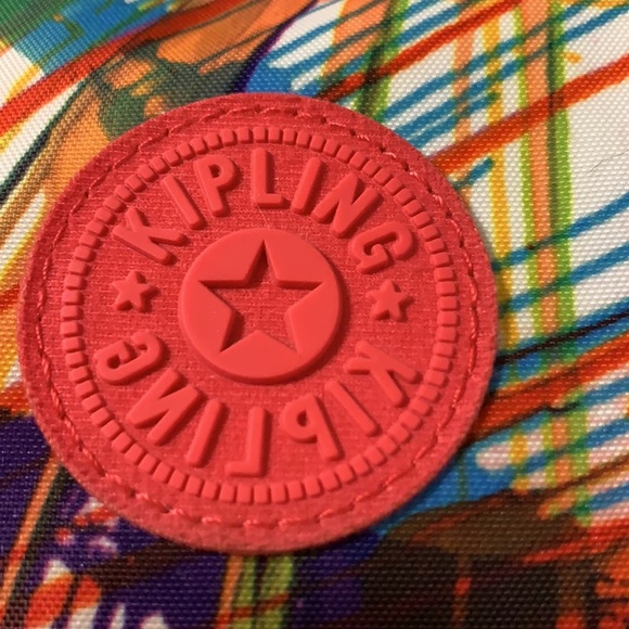 RARE! KIPLING Backpack Tropical Paint Spatter w the signature PLUSH MONKEY! - Picture 3 of 12